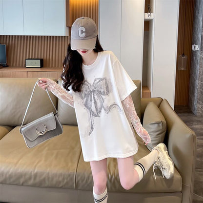 話題沸騰中 レイヤード風 美人度アップ ルーズ Tシャツ ＜F-8707＞
