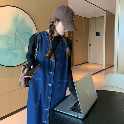 定番シンプル ファッション感満々 目を奪われる プリント デニム ワンピースF-10490