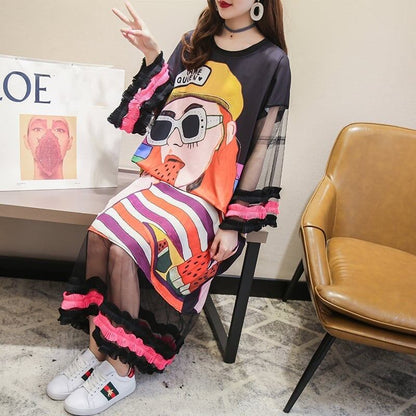 【ランキング上位】プリント   お洒落 ロングTシャツワンピース ＜F-887＞