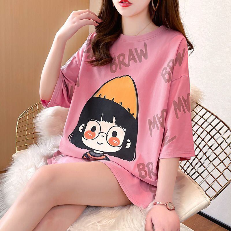 新商品 ラウンドネック 好感度満載 プリント Tシャツ カットソー＜F-8477＞