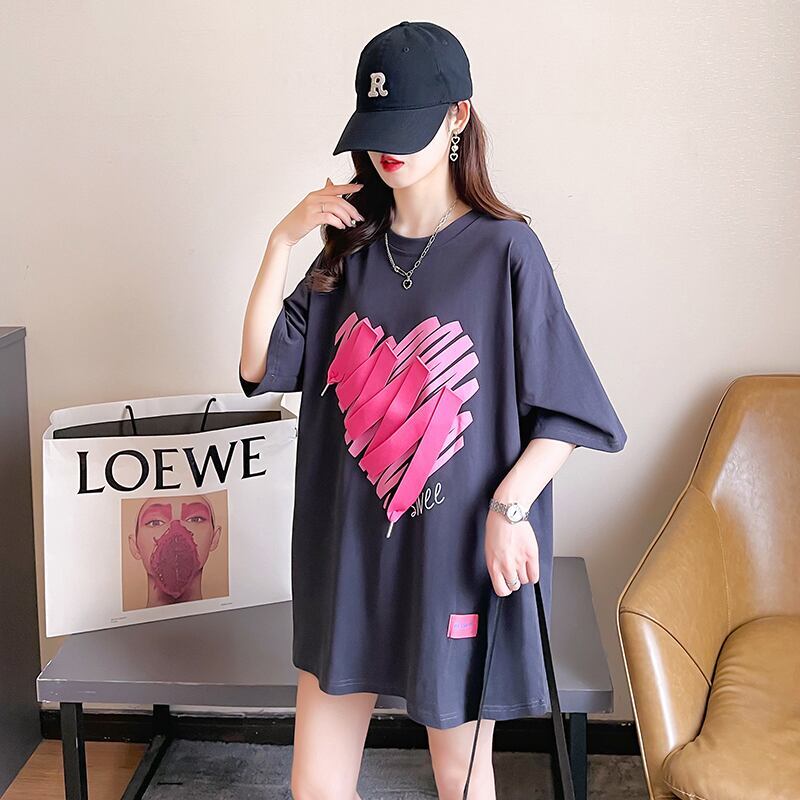 柔らかくて優しい印象 ゆったり ファッション感満々 ロング丈 3色半袖Tシャツ＜F-9206＞