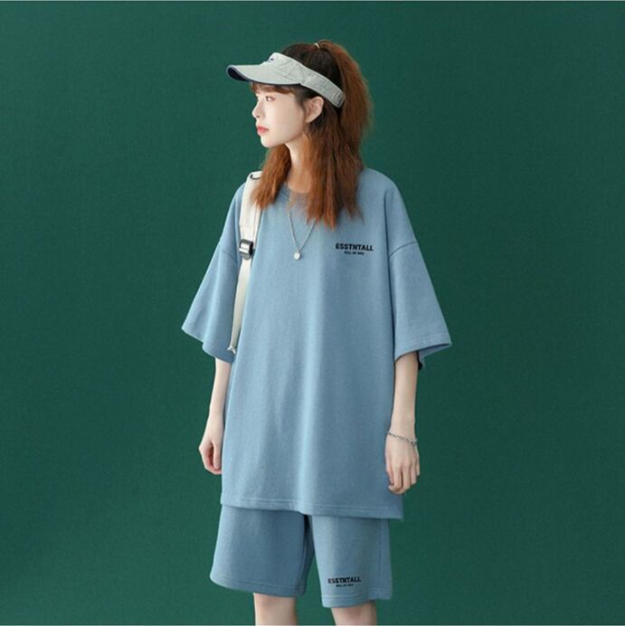【半額セール】早い者勝ち  男女兼用 半袖Ｔシャツⅹパンツセット全4色F-6549
