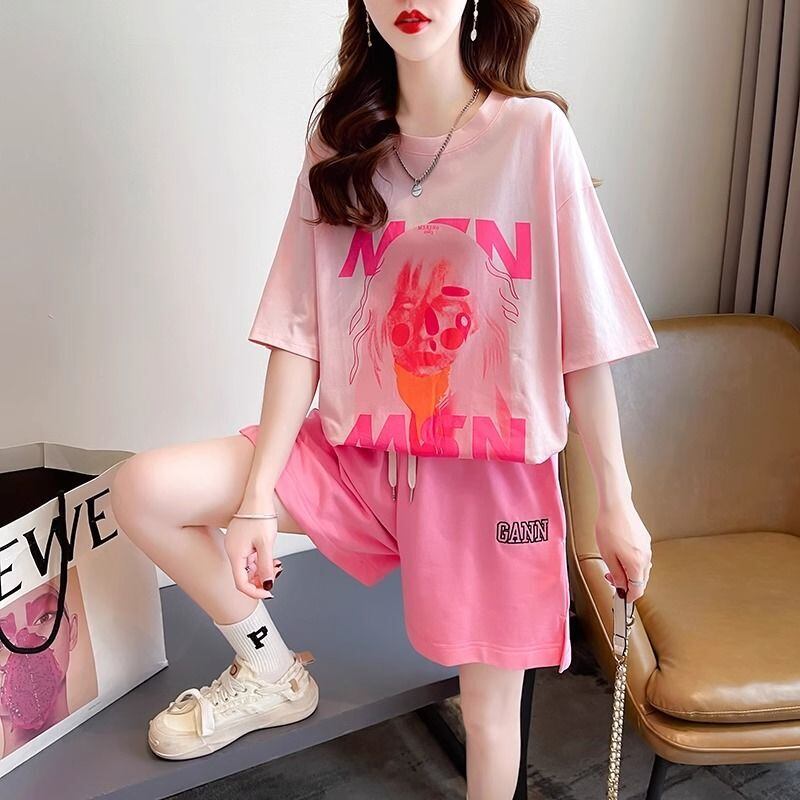好感度UP カジュアル ファッション 上質 Ｔシャツⅹパンツセット<F-8456>