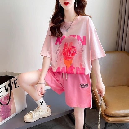 好感度UP カジュアル ファッション 上質 Ｔシャツⅹパンツセット<F-8456>