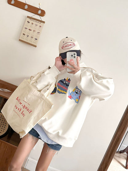 大人可愛い ゆったり 刺?ロゴ パーカ 全4色トップス＜F-4811＞