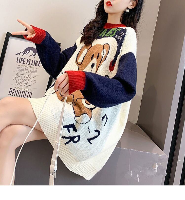 【裏起毛あり】主役級   海外トレンド 個性派 セーター<F-12918>