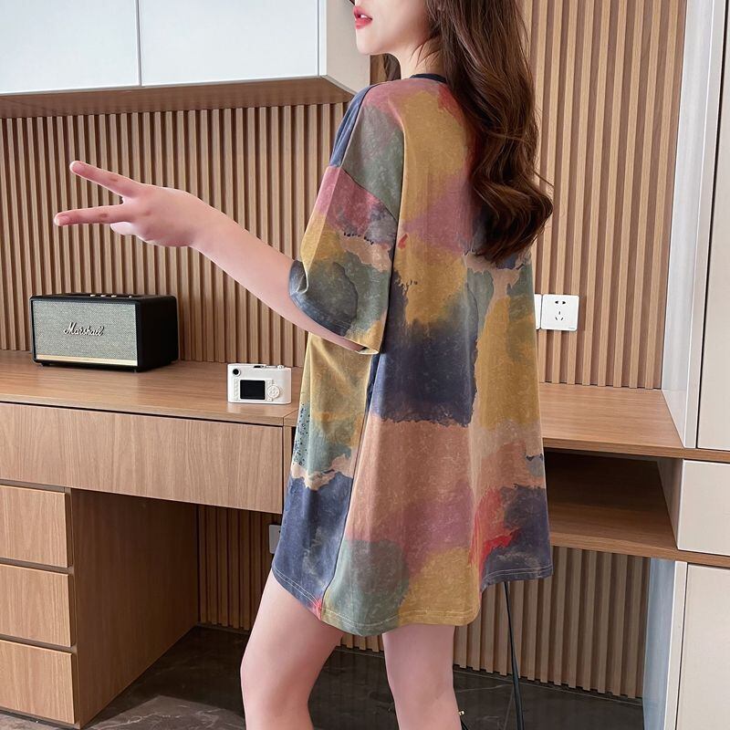 売り切れ必至 絞り染め ファッション プリント 半袖 Tシャツ＜F-8412＞