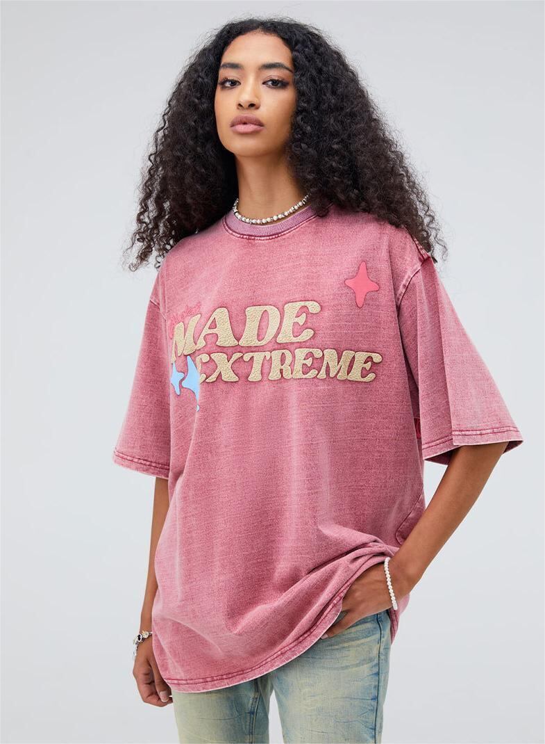 ストリートトレンドのレターファンプリント半袖Tシャツ<F-2906>
