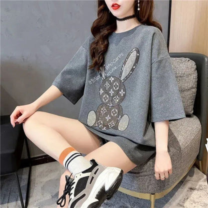新商品 プリント ファッション ゆったり 全4色 半袖 Tシャツ＜F-8706＞