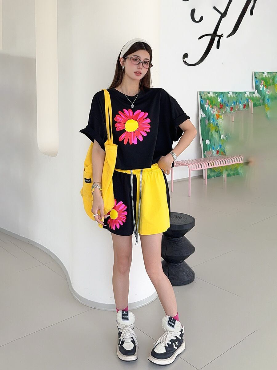 好感度UP カジュアル 真夏も快適 半袖 Tシャツ ショートパンツ セットアップ ＜F-11374＞