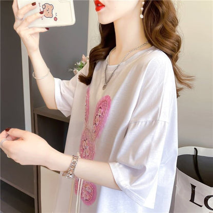 デザイン感   チャーミング Tシャツ カットソー＜F-3425＞