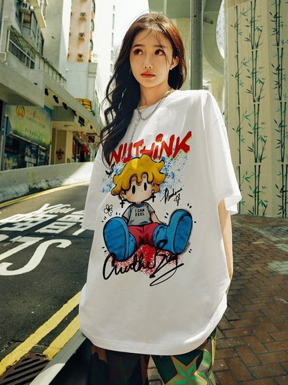 話題沸騰中 目を奪われる 流行新作 カジュアル ゆったり 全2色 半袖Tシャツ＜F-9295＞