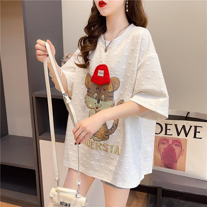 デザイン感   チャーミング Tシャツ カットソー＜F-3401＞