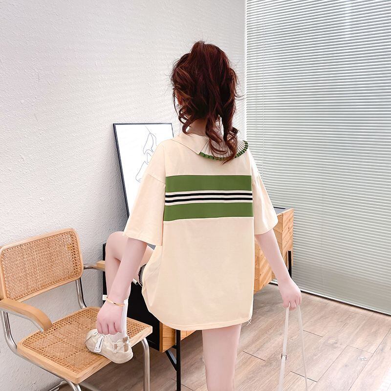 絶対欲しい キュート 定番シンプル 切り替え 全2色 半袖TシャツF-8742