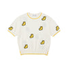 おしゃれ度高め 総柄 配色 半袖 薄手 ニット Tシャツ F-13495