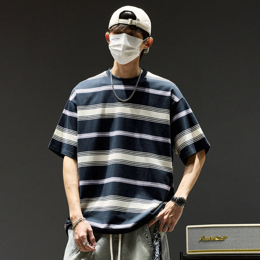 一枚で視線を奪う ボーダー 半袖 カジュアル Tシャツ F-50062