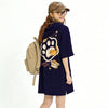 カジュアル プリント フード付き ロング Tシャツ F-50126