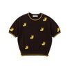 おしゃれ度高め 総柄 配色 半袖 薄手 ニット Tシャツ F-13495