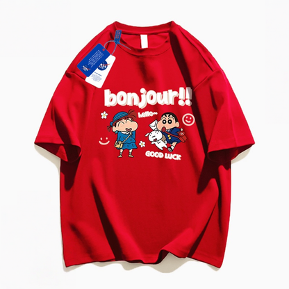 男女兼用 体型カバー シンプル Tシャツ F-13377