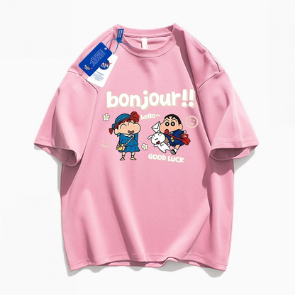 男女兼用 体型カバー シンプル Tシャツ F-13377