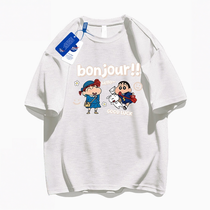 男女兼用 体型カバー シンプル Tシャツ F-13377