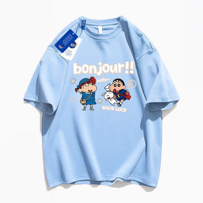 男女兼用 体型カバー シンプル Tシャツ F-13377