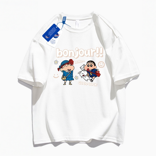 男女兼用 体型カバー シンプル Tシャツ F-13377