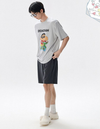 【カップル】プリント ペア 半袖 パジャマ Tシャツ+ハーフパンツ セットアップ C-50008
