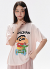 【カップル】プリント ペア 半袖 パジャマ Tシャツ+ハーフパンツ セットアップ C-50008