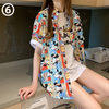 総柄 プリント 通気 サラサラ 半袖 シャツ F-13438