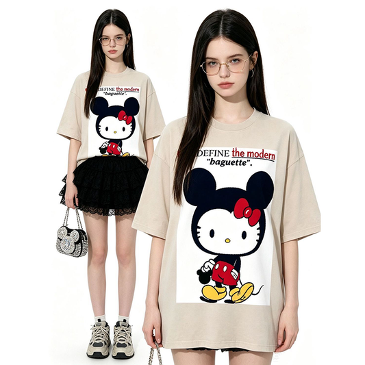 売れ筋 体型カバー プリント Tシャツ F-13447
