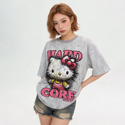 オーバーサイズ カジュアル プリント Tシャツ F-13543