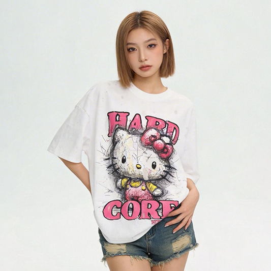 オーバーサイズ カジュアル プリント Tシャツ F-13543
