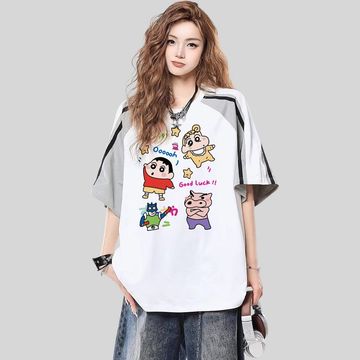 人気上昇中 ゆったり 配色 Tシャツ F-13557