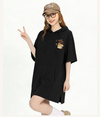 カジュアル プリント フード付き ロング Tシャツ F-50126