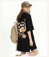 カジュアル プリント フード付き ロング Tシャツ F-50126