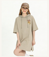 カジュアル プリント フード付き ロング Tシャツ F-50126
