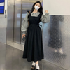 偽二枚 レイヤード ロング丈 ワンピース F-50152