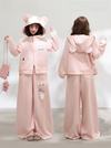 二点セット 裏起毛 トレンドアイテム 大人可愛い フード付き アウター＋パンツ セットアップ U-80152
