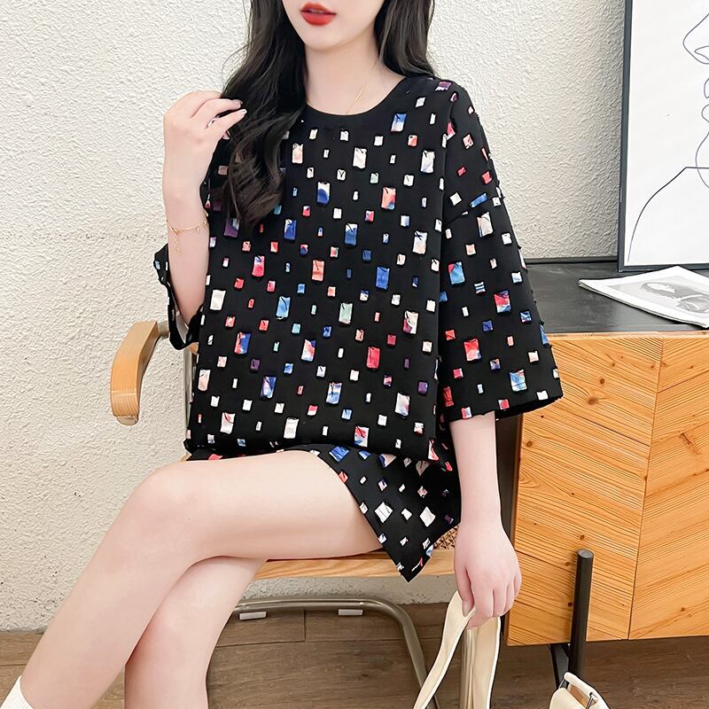 着回し力抜群 カジュアル 個性派 ゆったりトップス 半袖Tシャツ 全2色＜F-8263＞