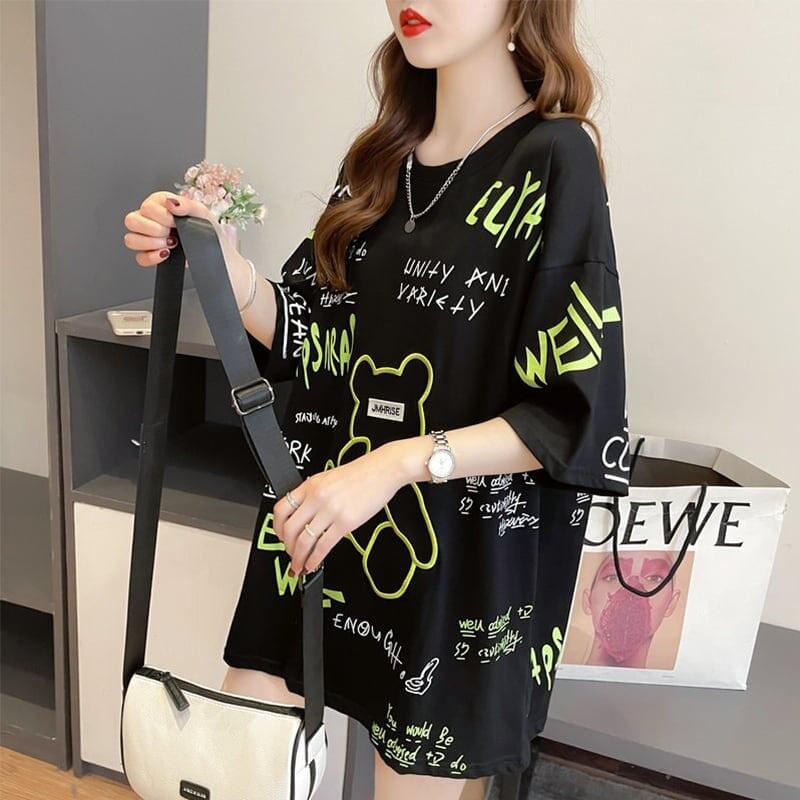 カジュアル 切り替え 好感度満載 プリント Tシャツ カットソー＜F-3543＞