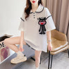 美人度アップ   ワッフル ロング Tシャツ ゆったり半袖 ＜F-2930＞
