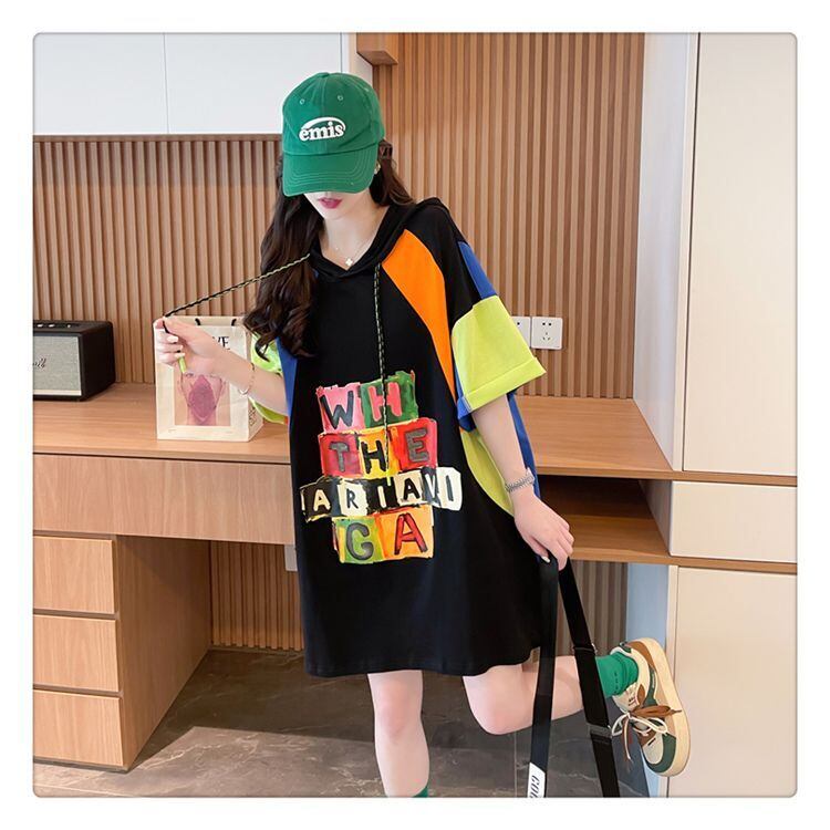売り切れ必至 切り替え カジュアル カラーマッチング プリント全2色 半袖Tシャツ<F-8723>