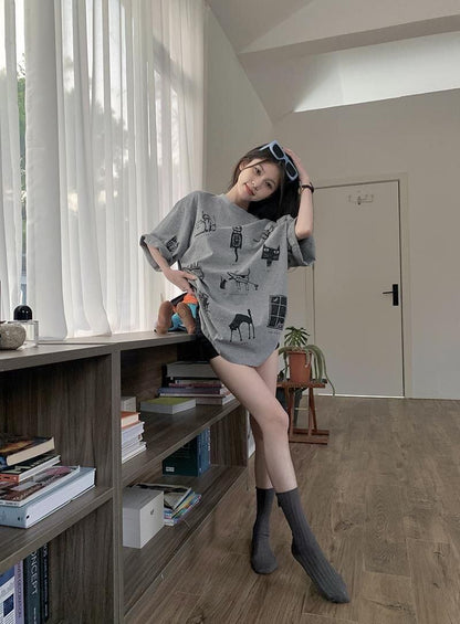 絶対流行 スウィート 早い者勝ち カジュアル Tシャツ<F-11199>