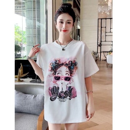 【半額！期間限定！！】大人可愛い上質 キュートプリント カジュアル 半袖Tシャツ＜F-8593＞