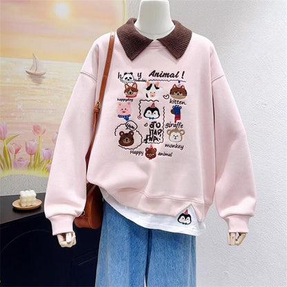 【裏起毛】存在感抜群 レイヤード風 トレンドアイテム 刺繍 パーカーF-10698