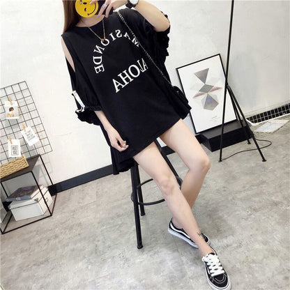 絶対欲しい ゆったり デザイン性抜群 ダブルプリント 2色半袖Tシャツ＜F-9087＞