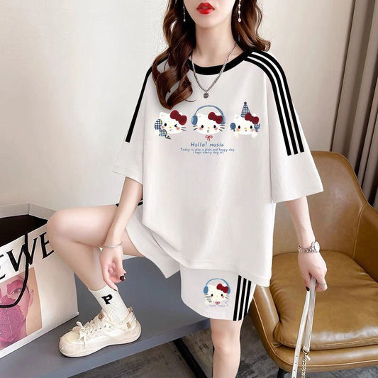 夏に嬉しい機能付き  カジュアル 半袖Ｔシャツⅹパンツセット全3色<F-11473>