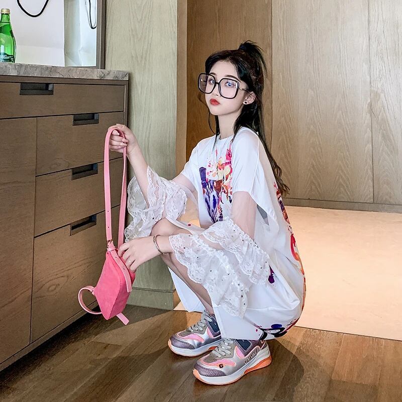 好感度UP デザイン スウィート 一目惚れ 切り替え Tシャツ ＜F-8004＞