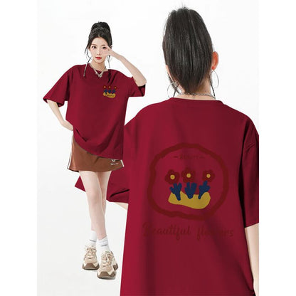 超人気 スウィート カジュアル プリント 全8色 半袖 Tシャツ F-8939
